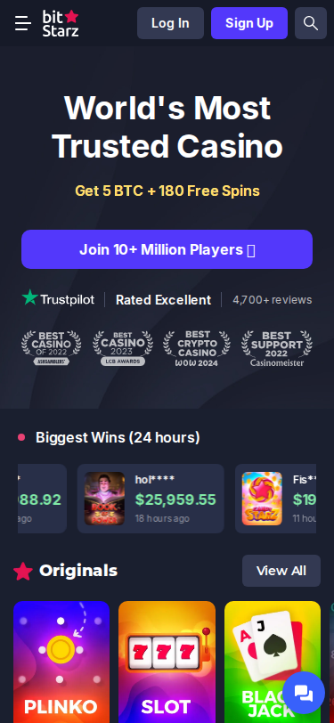 Bitstarz mobile casino screenshot
