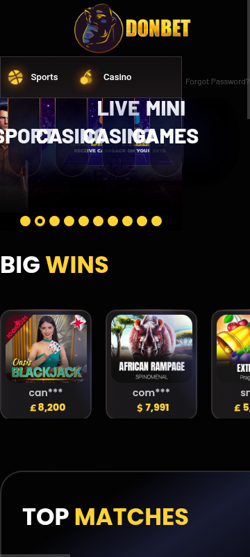 Donbet mobile casino screenshot